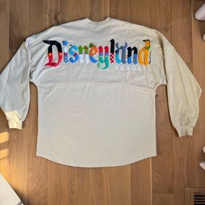 Disneyland Spirit Character Letters Jersey Shirt Mens XL Beige Long Sleeve